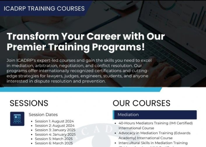 ICADRP’s 40-Hour IMI-Accredited Mediation Training (2024)