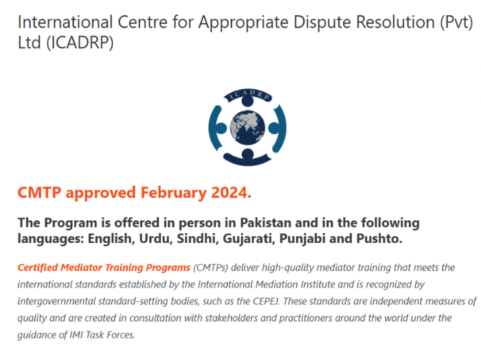 IMI Certified Mediator Training Program (CMTP) Approval